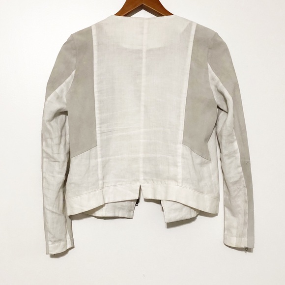 ecru Jackets & Coats Ecru Suede And Linen Bomber Jacket Poshmark